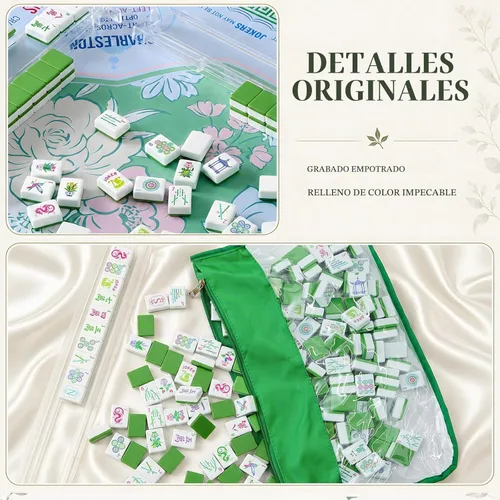 Vista 5 de Soulchen 1.2 '' Houseplant American Mahjong Set, 168 azulejos con bolsa de Verde