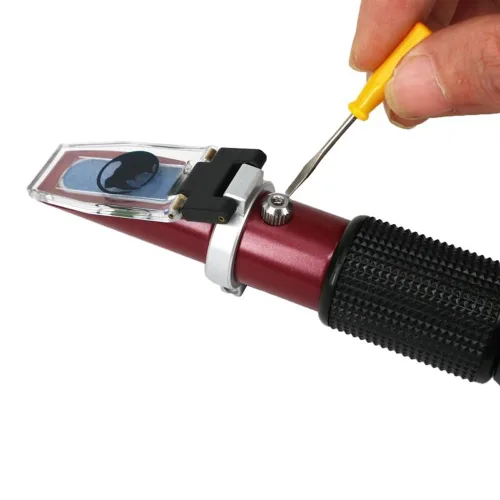Vista 6 de 0 a 32% Brix Refractómetro de mano (revestimiento de teflón) con compensación automática de temperatura, refractómetro de mano Rhino con una funda