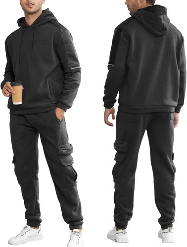Vista 3 de Conjunto deportivo de 2 piezas para hombre, sudadera con capucha y manga larga