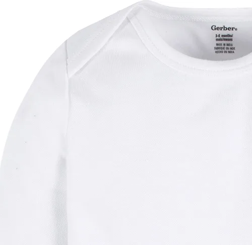 Vista 3 de Gerber Enterizo unisex de manga larga para bebé, paquete múltiple de entrelazado, 6.35 ozm, Blanco