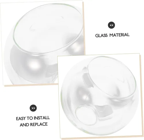 Vista 5 de IMIKEYA Pantalla de lámpara de cristal transparente con forma de globo E27, doble cuello abierto, pantalla de repuesto para lámpara de bombilla