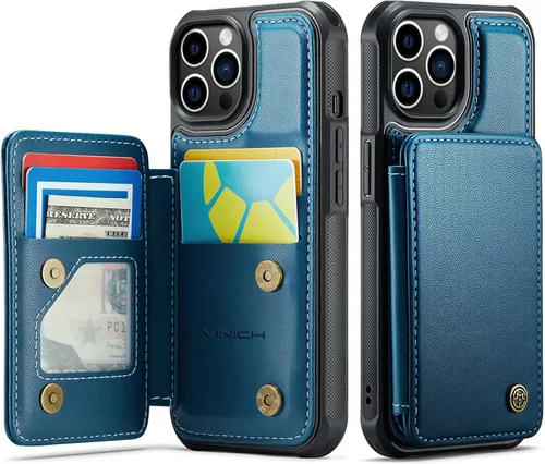 Vista 87 de Vinich for iPhone XR Wallet Case with Card Holder, Black RFID Blocking Credit Slots, Kickstand, Shockproof Flip Phone Cover, PU Leather, Double