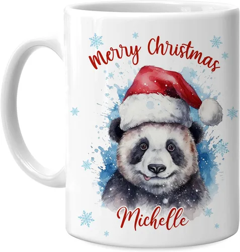 Vista 17 de Hyturtle Regalos personalizados para amantes de los osos – Taza de café de cerámica con nombre personalizado de oso con sombrero de Papá Noel