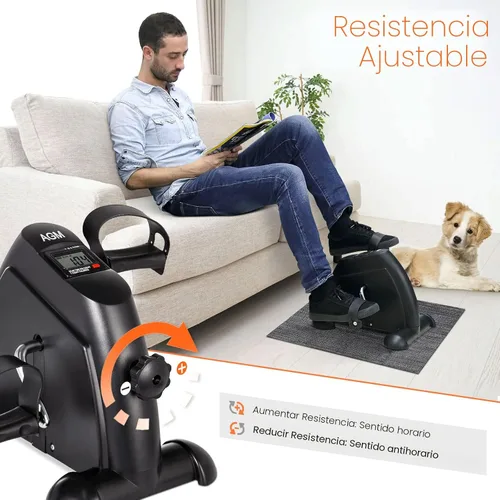 Vista 2 de Mini Exercise Bike, AGM Under Desk Bike Pedal Exerciser Foot Cycle Arm & Leg Pedal Exerciser with LCD Screen Displays