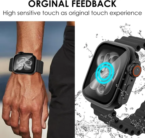 Vista 6 de Ultra Look - FULLIFE 2 en 1 compatible con Apple Watch Series 11/10 de 1.654 pulgadas, protector de pantalla impermeable, frente y trasera