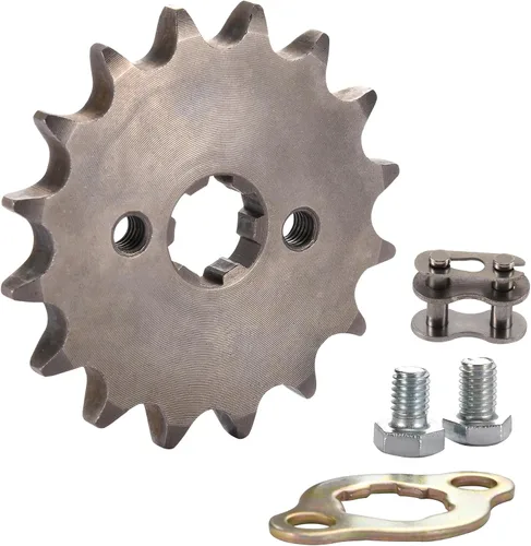 Vista 17 de WOOSTAR Piñón delantero para motocicleta 428-10T 17mm para 50cc 70cc 90cc 110cc 125cc Dirt Pit Bike Mini Bike ATV 4 ruedas