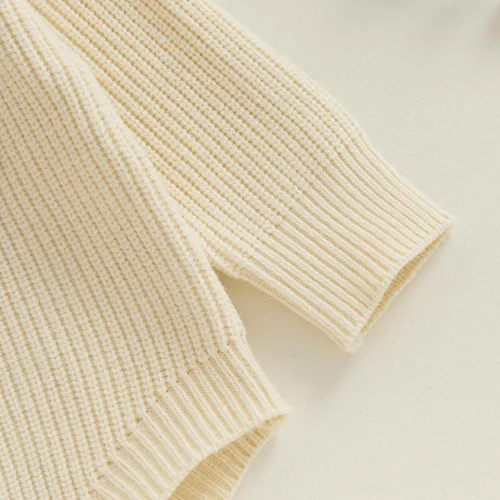 Vista 5 de Emmababy Suéter de punto grueso para bebé, sudadera bordada con letras bordadas de gran tamaño, traje de otoño