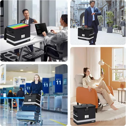 Vista 8 de Caja de documentos ignífuga, organizador de archivos ignífugo con cerradura, caja de archivos portátil con asa, archivador portátil para oficina