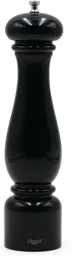 Vista 7 de Bisetti Molino de pimienta de madera de haya Firenze de 8,6 pulgadas con molinillo de acero de carbono ajustable, acabado lacado negro