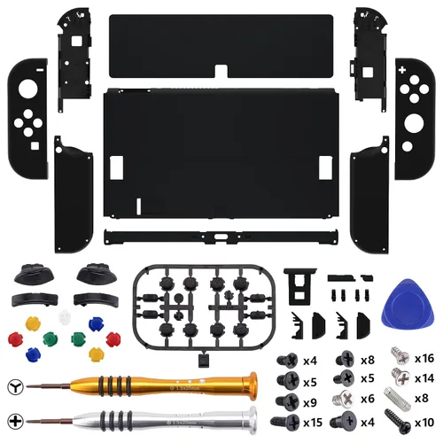 Vista 11 de eXtremeRate DIY Full Set Shell Buttons for Nintendo Switch OLED, Soft Touch Replacement Console Back Plate & Kickstand, Custom Case Housing for