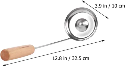 Vista 4 de Zerodeko Cuchara de freír colador cuchara de acero inoxidable mango de madera hogar cocina snack molde herramienta estilo aleatorio