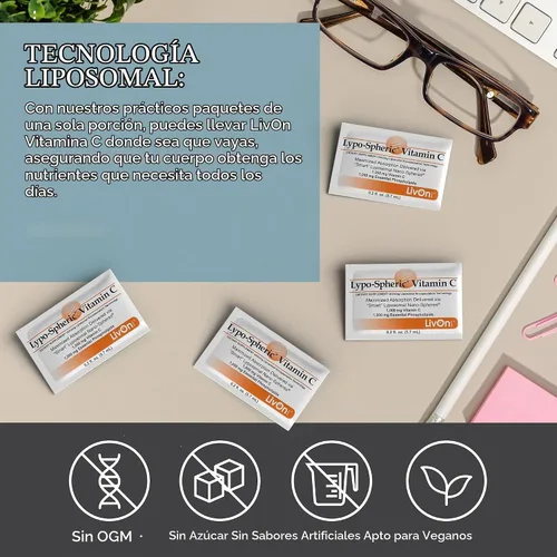 Vista 5 de Vitamina C Lypo-spheric, 60 paquetes, 0,035 oz de vitamina C por paquete, encapsulada para máxima biodisponibilidad, fórmula profesional, 100 % sin