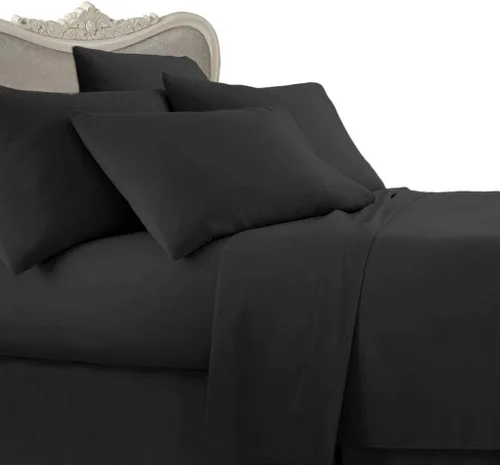 Vista 39 de Juego de sábanas de algodón peinado de 1500 TC para colchón de 38 a 17.7 in de profundidad (tamaño doble) Sábanas para cama (trifa, beige)
