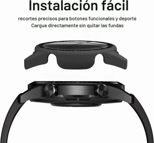Vista 2 de [Paquete de 2] Funda con protector de pantalla de vidrio templado compatible con Huawei Watch GT2 de 1.812 pulgadas, dureza 9H de 360°, funda