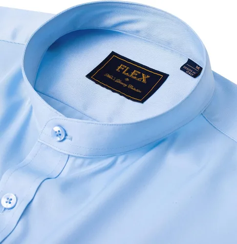 Vista 3 de J.VER Camisas de vestir con cuello de banda, manga larga, con botones, cuello mandarín, camisa elástica sólida con bolsillo