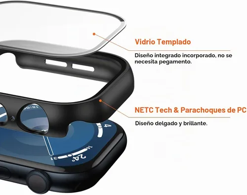 Vista 2 de Paquete de 6 fundas para Apple Watch Series 10 de 42mm con protector de pantalla de vidrio templado, JZK protector delgado con cobertura completa