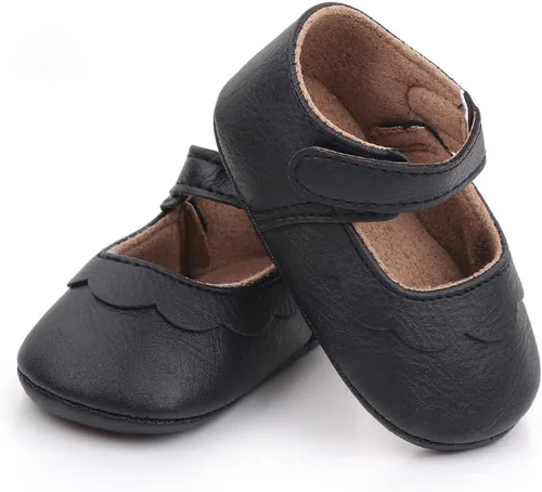 Vista 4 de Zapatos planos Mary Jane para bebés y niñas, suela suave antideslizante, suela suave, princesa, primeros pasos, de piel sintética, zapatos de vestir