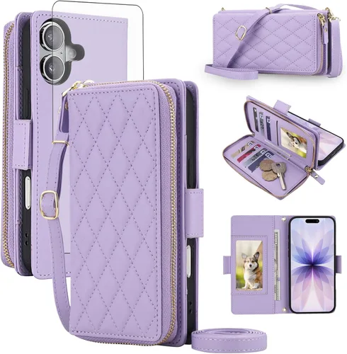 Vista 41 de Asuwish Funda compatible con iPhone 6/6s/7/8/SE 2020 2022 con cremallera y bloqueo RFID, protector de pantalla, correa cruzada i6 i7 i8 7s 8s SE2020