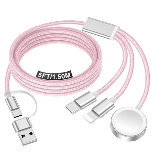 Vista 23 de Esenciales de viaje para cargador de Apple Watch, cargador de iPhone, cable de carga de viaje 3 en 2 tipo C/Lightning/magnético, cable de carga