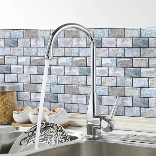 Vista 4 de Protector contra salpicaduras para cocina, azulejos de cocina para despegar y pegar, azulejos de salpicaduras para baño, azulejos de pared