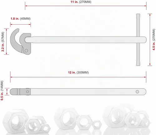 Vista 5 de HAUTMEC Llave de Lavabo Profesional de 11 Pulgadas Llave de Grifo de Fregadero para Espacios Reducidos con Capacidad Ajustable de 3/8'' a 1-1/4