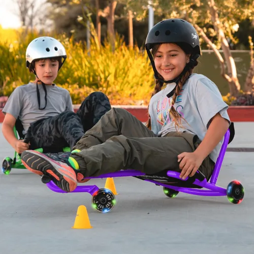 Vista 5 de EzyRoller Juguete clásico con ruedas LED para niños, de 3 a 12 años, hasta 154 libras, color morado Púrpura