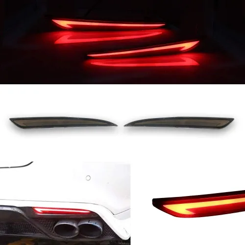 Vista 8 de Luces traseras de freno de señal de giro para parachoques trasero LED óptico 3D rojo para Ford Fusion Mondeo 2013 2014 2015 2016 2017 2018, 2