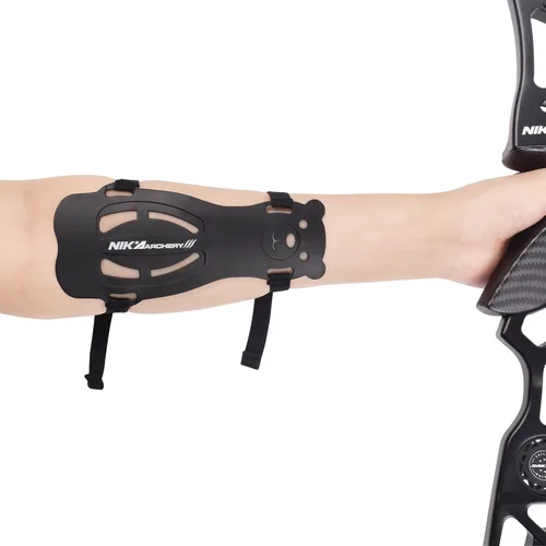Vista 7 de Protector de brazo de tiro con arco ajustable 2 correas para jóvenes tiro práctica de caza