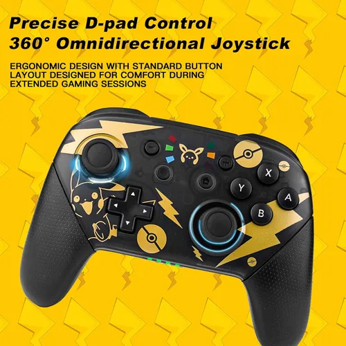 Vista 4 de Wireless Pro Controller Compatible with SwitchSwitch LiteSwitch OLED, Remote Gamepad with Double Vibration, Motion Control, Wake Up, Screenshot and