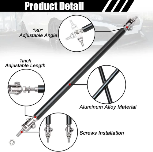 Vista 2 de DREAMOTOR 2PCS 8"-11" Adjustable Front Bumper Lip Splitter Diffuser Strut Rod Universal Bumper Lip Support Rods Compatible with Most Car Vehicles