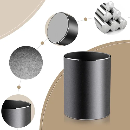 Vista 4 de Vaydeer Portalápices de Metal de Aluminio para Escritorio, Organizador de Escritorio Redondo y Portalápices Negro para Oficina, Escuela, Hogar