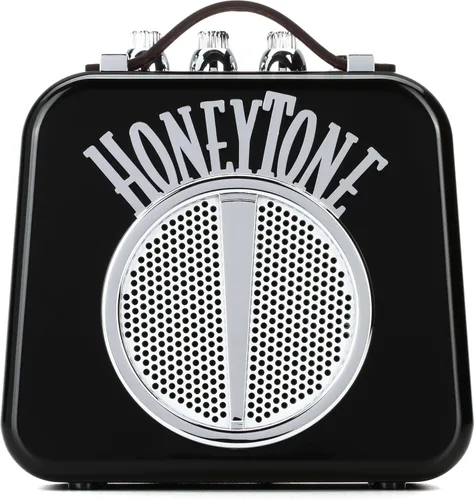 Vista 3 de Danelectro Mini amplificador N10B tono miel en negro con adaptador de corriente de 9 V y enchufe de ángulo recto de 5 pies