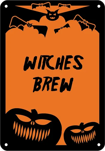 Vista 15 de Letrero de aluminio reflectante de Halloween "Witches Brew" 7" x 10" (HW-1364-RA)