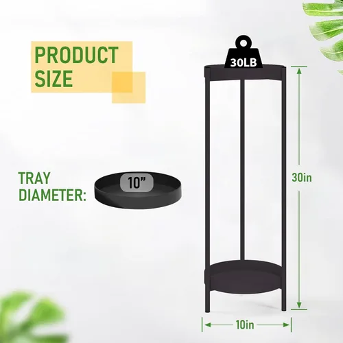 Vista 3 de Soporte para plantas alto de 2 niveles - Estante porta macetas de metal de 30" para interiores y exteriores para múltiples plantas, estante