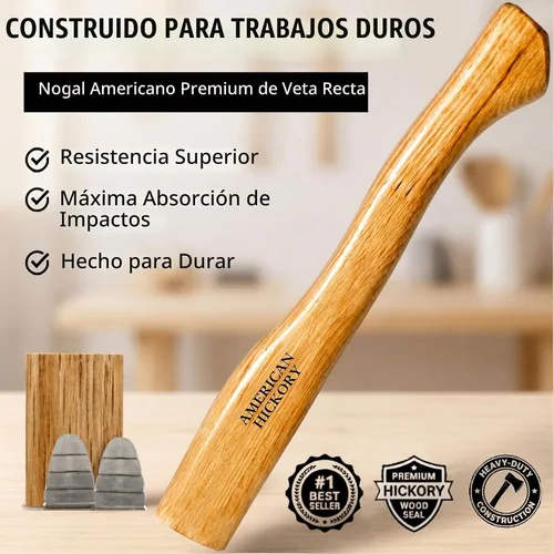 Vista 4 de Paquete de 2 piezas de repuesto de mango de hacha de nogal americano para ejes de 14 pulgadas que utilizan cabezales de 1-1/4 libras con cuñas