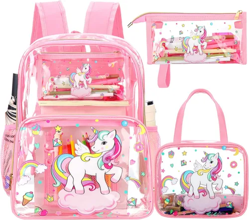 Vista 17 de Kacctyen Juego de mochila transparente resistente de 3 piezas, color negro