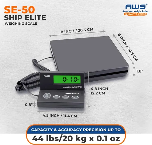 Vista 2 de American Weigh Scales Báscula de envío digital Paquete postal multifuncional de alta precisión y báscula de pesaje de equipaje 110 libras x 0.1