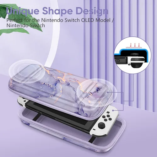 Vista 6 de Fintie Carrying Case for Nintendo Switch OLED Model 2021Switch 2017, Shockproof Hard Shell Protective Cover Travel Bag w10 Game Card Slots for