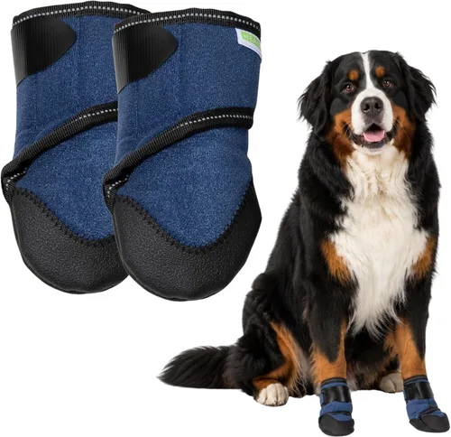 Vista 12 de Healers Botas y vendajes médicos para perros, XS 2 botines, gasa antiadherente incluida, tejido transpirable, suela antideslizante, correa