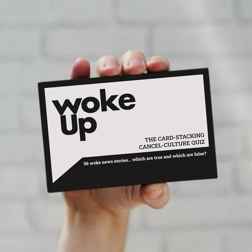 Vista 4 de Bubblegum Stuff Woke Up - The Woke AF Trivia Game - Divertido juego de apilamiento de cartas verdaderas o falsas - Juegos de cartas para adultos