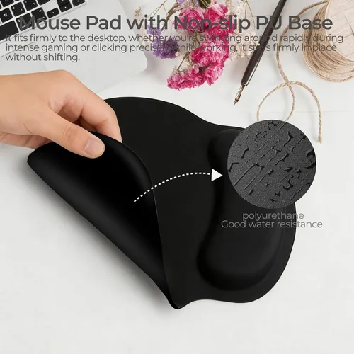 Vista 7 de Alfombrilla de mouse ergonómica con reposamuñecas, accesorios de escritorio de espuma viscoelástica para mujeres, alfombrilla de mouse