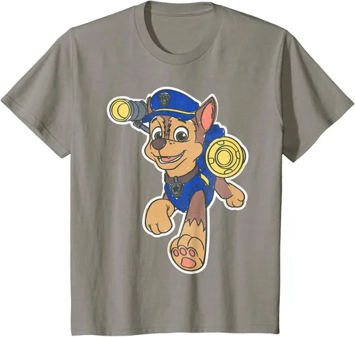 Vista 28 de Paw Patrol Chase Character Patch - Camiseta negra de manga corta con cuello redondo y ajuste clásico, talla S Negro