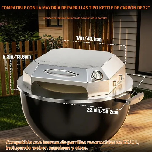 Vista 2 de Onlyfire Kit de horno de pizza de acero inoxidable para parrilla de carbón