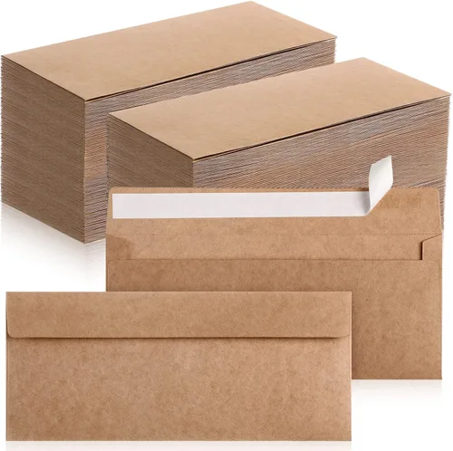 Vista 15 de Jutom 500 sobres de papel kraft tamaño carta a granel #10 Negocios fuertes sellados 4-1/8 x 9-1/2 pulgadas, con solapa, sobres de correo imprimibles