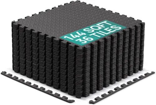 Vista 6 de Yes4All 24SQFT-120SQFT - Tapete de ejercicio de rompecabezas para gimnasio en casa, baldosas de espuma EVA entrelazadas con borde