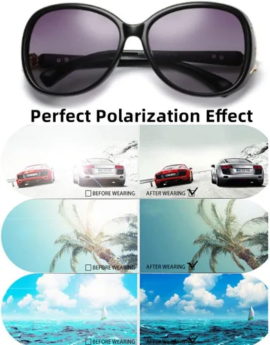 Vista 3 de Lentes de sol polarizados para mujer, lentes de sol modernos y elegantes, con protección UV