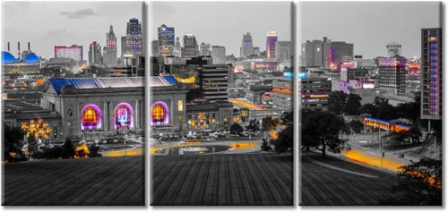 Vista 80 de TUMOVO Arte de pared en blanco y negro con paisaje urbano de Nueva York, decoración de pared de horizonte de Nueva York para sala de estar, puente