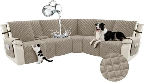 Vista 106 de Arfntevss Fundas para sofá seccional reclinable para sofá seccional en forma de L, funda antideslizante lavable para sofá reclinable con forma de L