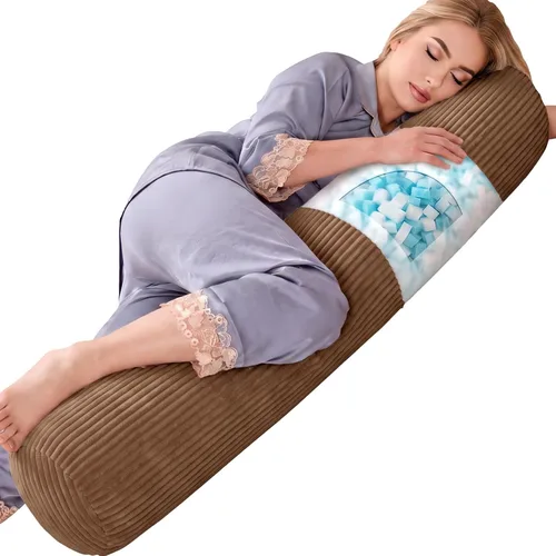 Vista 12 de 1 MIDDLE ONE Almohada corporal redonda de espuma viscoelástica para adultos, almohada firme y larga para cama, almohada cilíndrica con funda