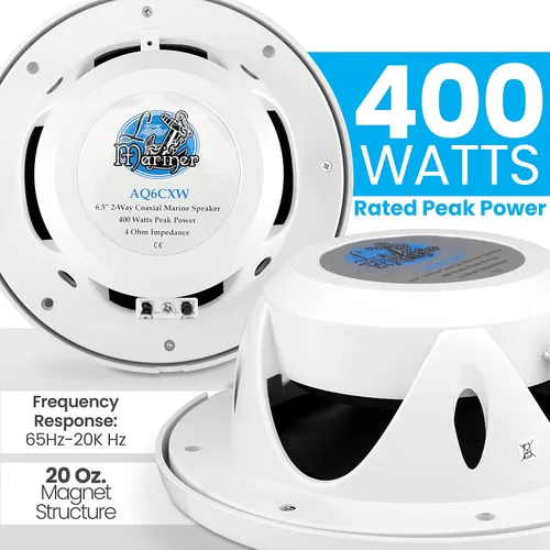 Vista 4 de LANZAR Altavoces marinos duales de 6.5 pulgadas + receptor marino estéreo Pyle Bluetooth